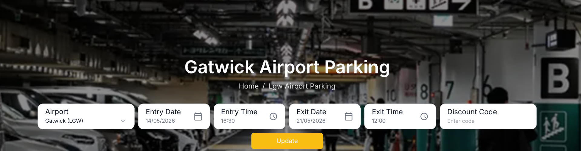 Book Gatwick Airport Parking — compare entry and exit dates